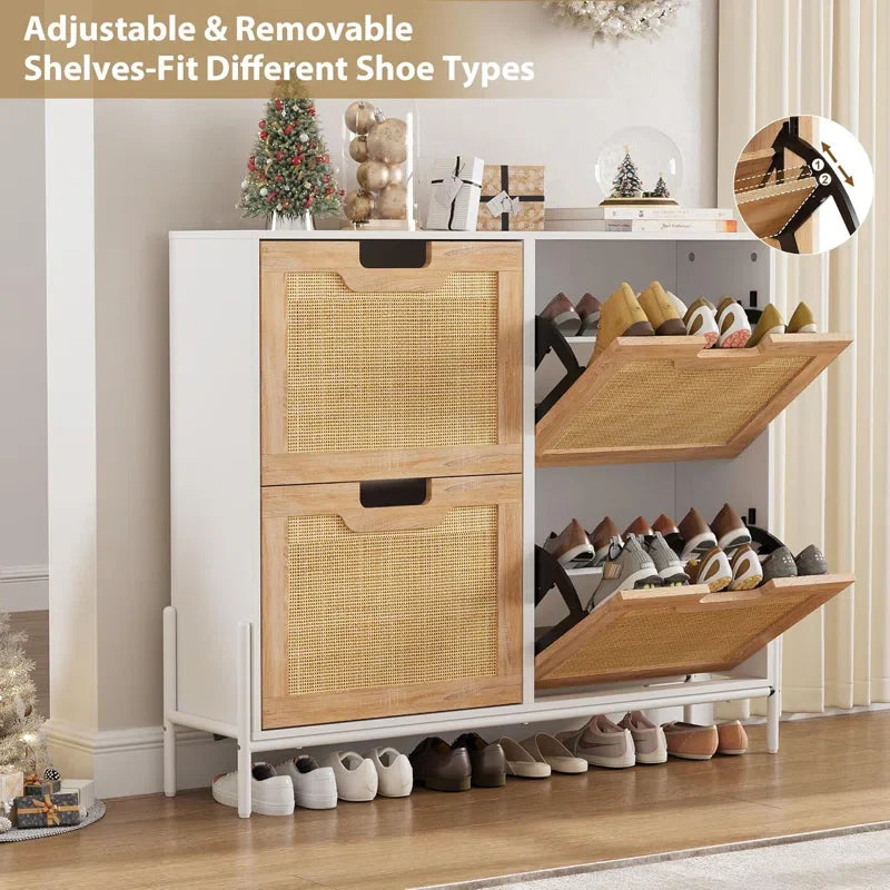 Armoire à Chaussures en Rotin – Organisation et Style Naturel